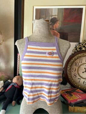 Dickies Lavender, Orange & White Striped Cropped Tank